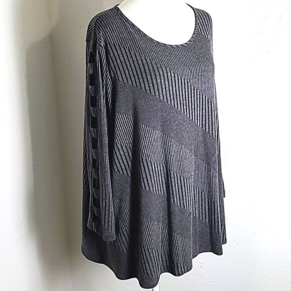 Cato Dark Gray Pullover Top with Cut-outs Down the Arms, Size 22/24W - Picture 1 of 9